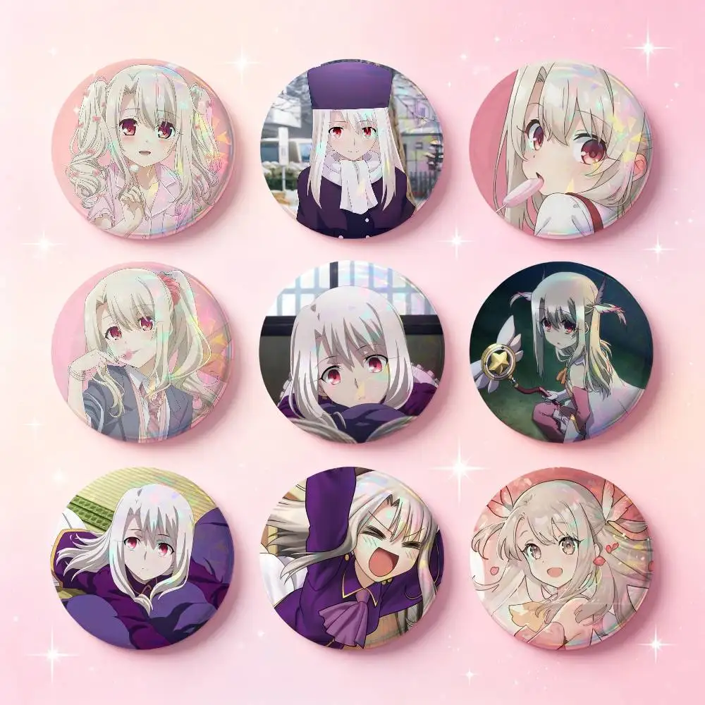 Illyasviel Von Einzbern Anime Figure Badges Button Round Creative Pin Brooch Badge Bag Decor Accessories Fans Friends Gifts