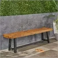 

Toby Outdoor Acacia Wood Bench, Sandblast Teak Finish and Black