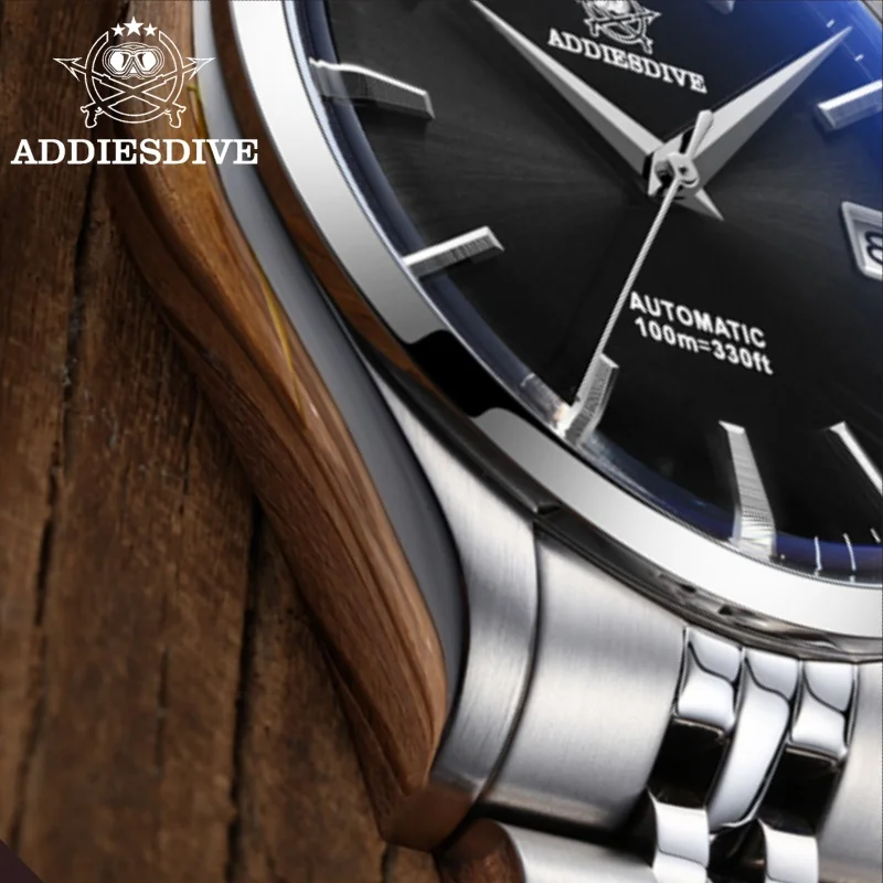 ADDIESDIVE AD2029 Men's Luxury Watch 100m Diving relogios masculino Sapphire Crystal Automatic Mechanical Watch BGW9 Luminous