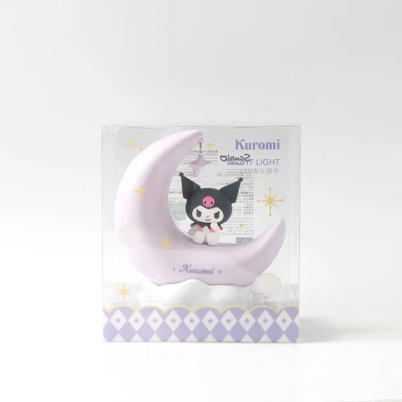 Genuíno bonito sanrio kuromi cinnamoroll crescente bonito sonho led luz-emitindo ornamentos bonito luz da noite presente das crianças