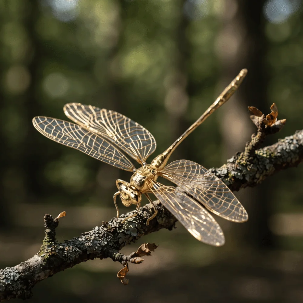Craft Simulation Insect Dragonfly Ornament Handmade Miniature Dragonfly Figure Antique-Style Alloy Dragonfly Tea Pet Bogu Frame
