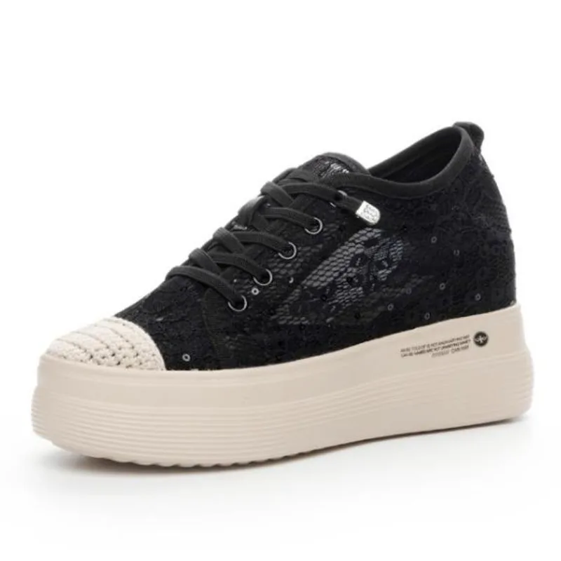 

Женские лоферы 7 см, кружевная обувь на платформе, женская летняя обувь без шнуровки на плоской подошве с воздушной сеткой, рыбацкая обувь без шнуровки, дышащие тапочки