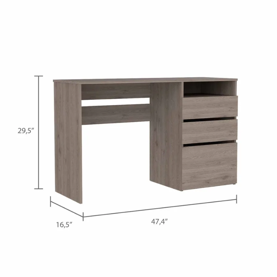 مكتب كمبيوتر Waterbury 3Drawer 1 Shelf باللون الرمادي الفاتح