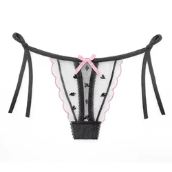 Japanese Young Girl Underwear Women's Sexy Jacquard Sheer Breathable G-string Sweet Lolita Bowtie Underpants Oversized Briefs