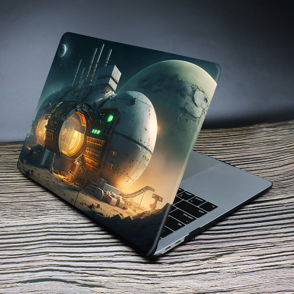 Bedruckte Laptoptasche für MacBook Air 13 M2 2022 Funda A2681, Abdeckung für MacBook Pro 13 14 16 15,3 2025 Fiction Lunar Base Print Case