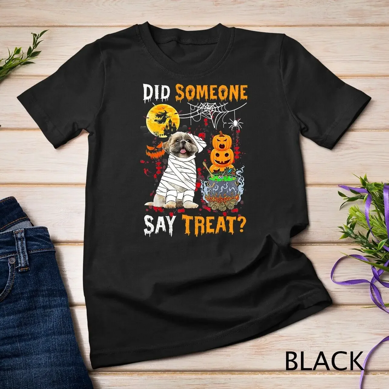 Shih Tzu Dog Halloween Did Someone Say Treat Unisex T-shirt