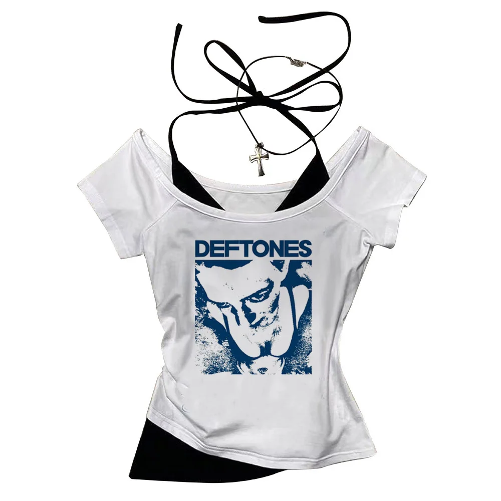 Укороченный топ Deftones Shoujo для девочек в стиле Харадзюку, летний милый эстетический корсет 2000-х годов, винтажный топ для подростков