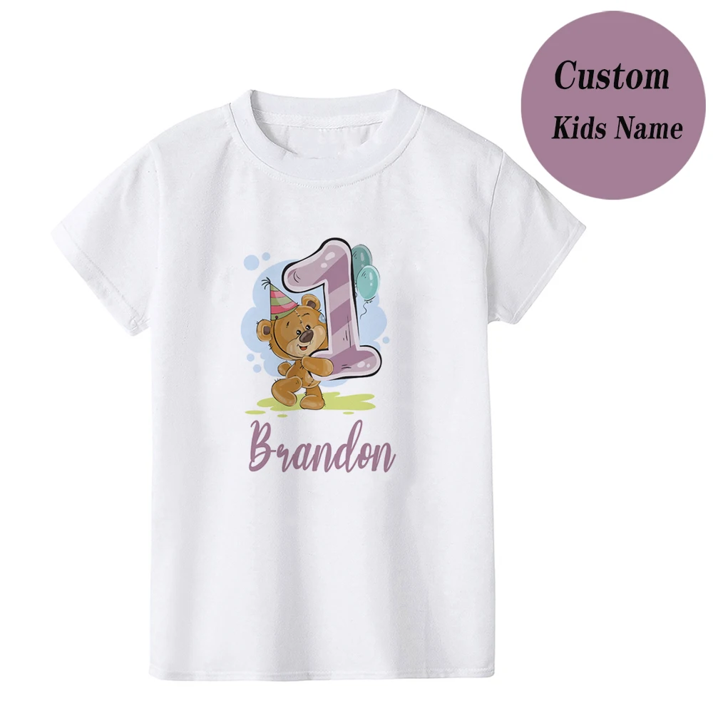 New Kids Boys Girls Birthday Number Cartoon T Shirt Custom Name & Age Shirt Kids Clothes Personalized Birthday Party T-shirts