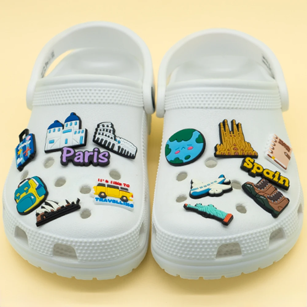 1/30 Stück Weltreise-Schuhanhänger für Damen, Herren, Kinder, Spanien, Frankreich, USA, lässig, Urlaub, Schuhzubehör, Dekorationen, Sonne, Strandnadeln – Detail 3