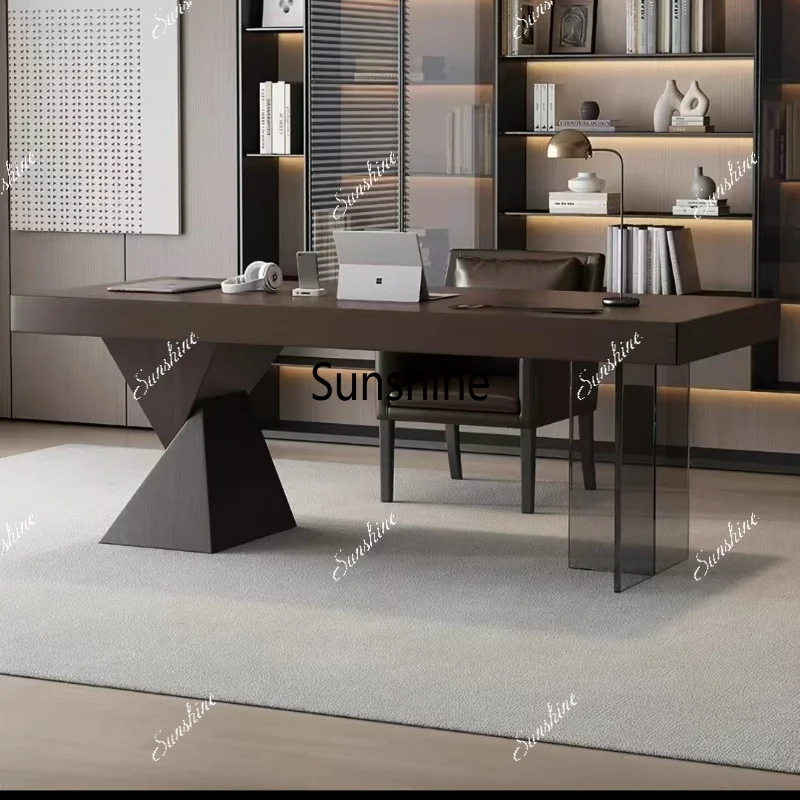 Black desk with drawers Smart socket Italian minimalist office computer desk