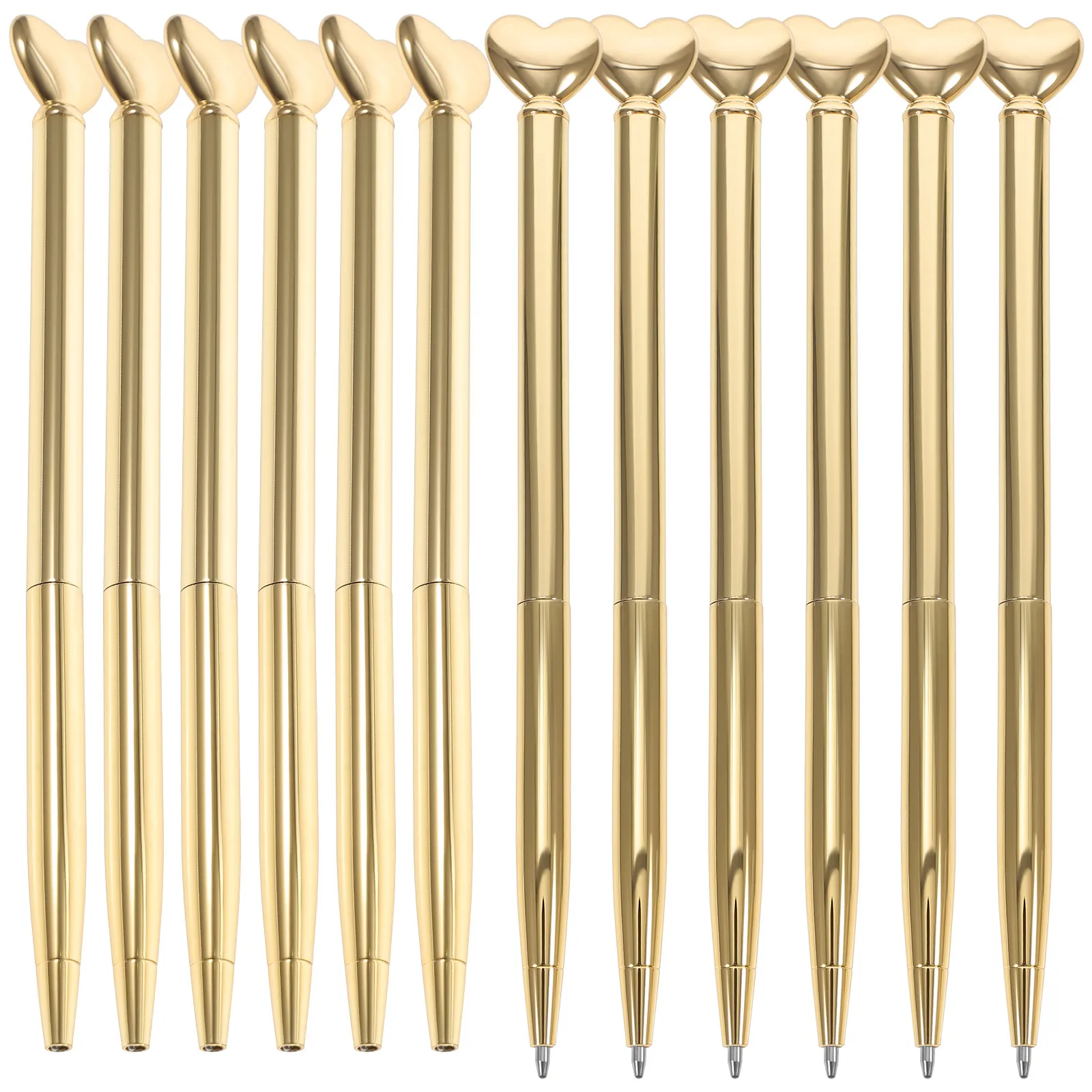 12Pcs Metal Ballpoint Pen Heart Shape Creative Multi-Function Writing Pen Smooth Ink Portable Students Use Office