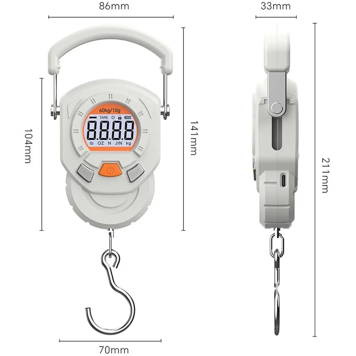 60Kg 10g LCD Digital Display Portable Hanging Scale Luggage Fishing Travelling Electronic Weighing Scale
