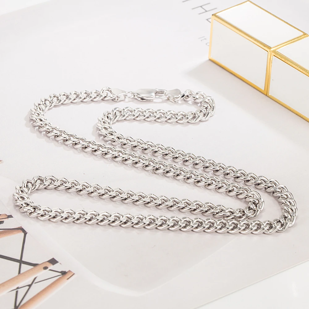 925 Sterling Silver Necklace Italian Desig Chunky Choker 6MM Thick Cuban Curb Chain Fashion Statement Jewelry Fine Accessory
