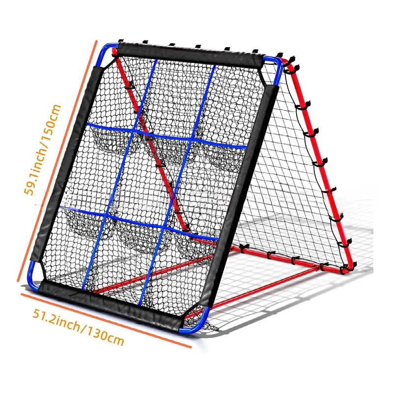 150x130cm Dual-Sided Rebound Net, Multi-Purpose Baseball Softball Volleyball Training, Adjustable Angle Bounce Back Net