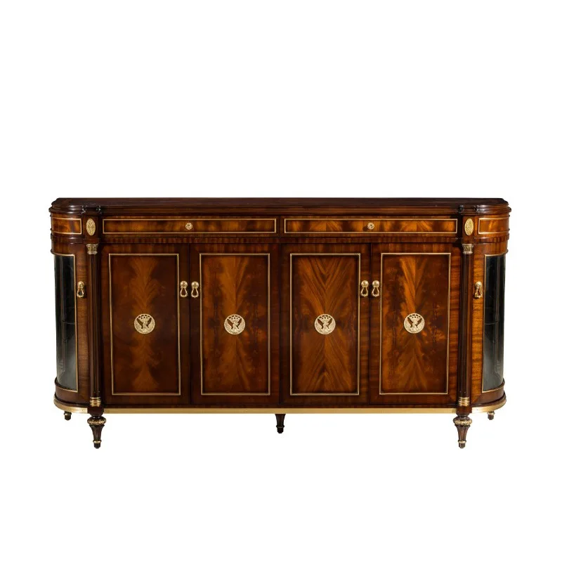 

European copper inlaid entrance cabinet British Alexander furniture dining side cabinet mahogany core solid wood foyer shoe