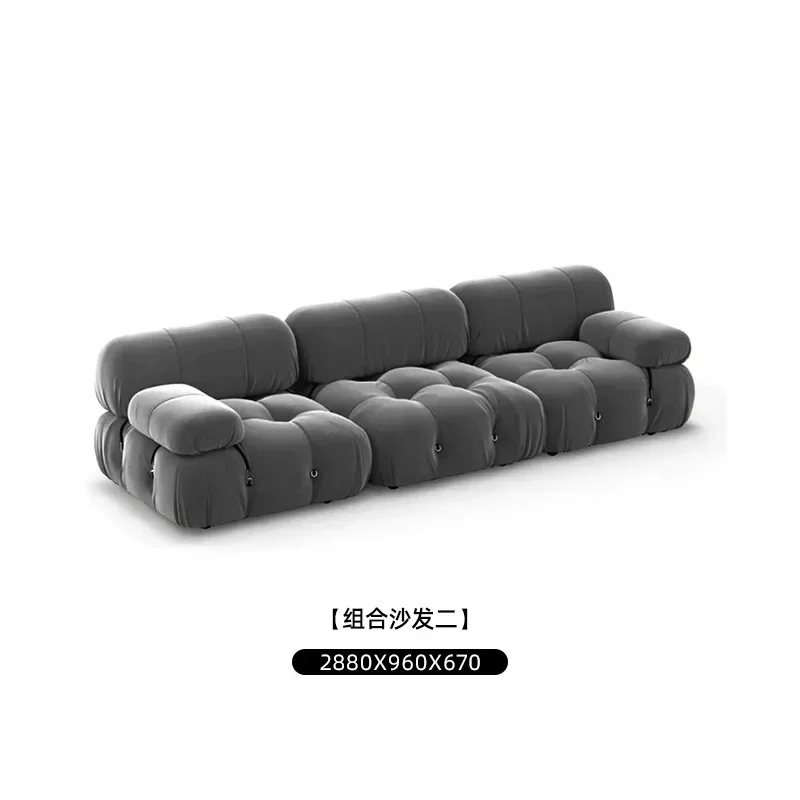 Minimal Lazy Sofa Fabric Re-engraving Classic Module Sofa Living Room Free Combination Square Lamb Velvet Home Furniture