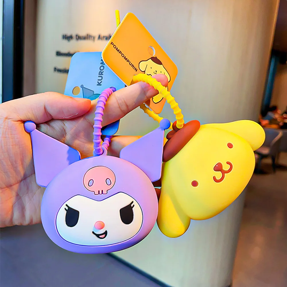 Sanrio Silicone Coin Purses Storage Bag Pendant Keychains Pouch Female Cartoon School Bag Ornament Mymelody Purin Wallet Keyring