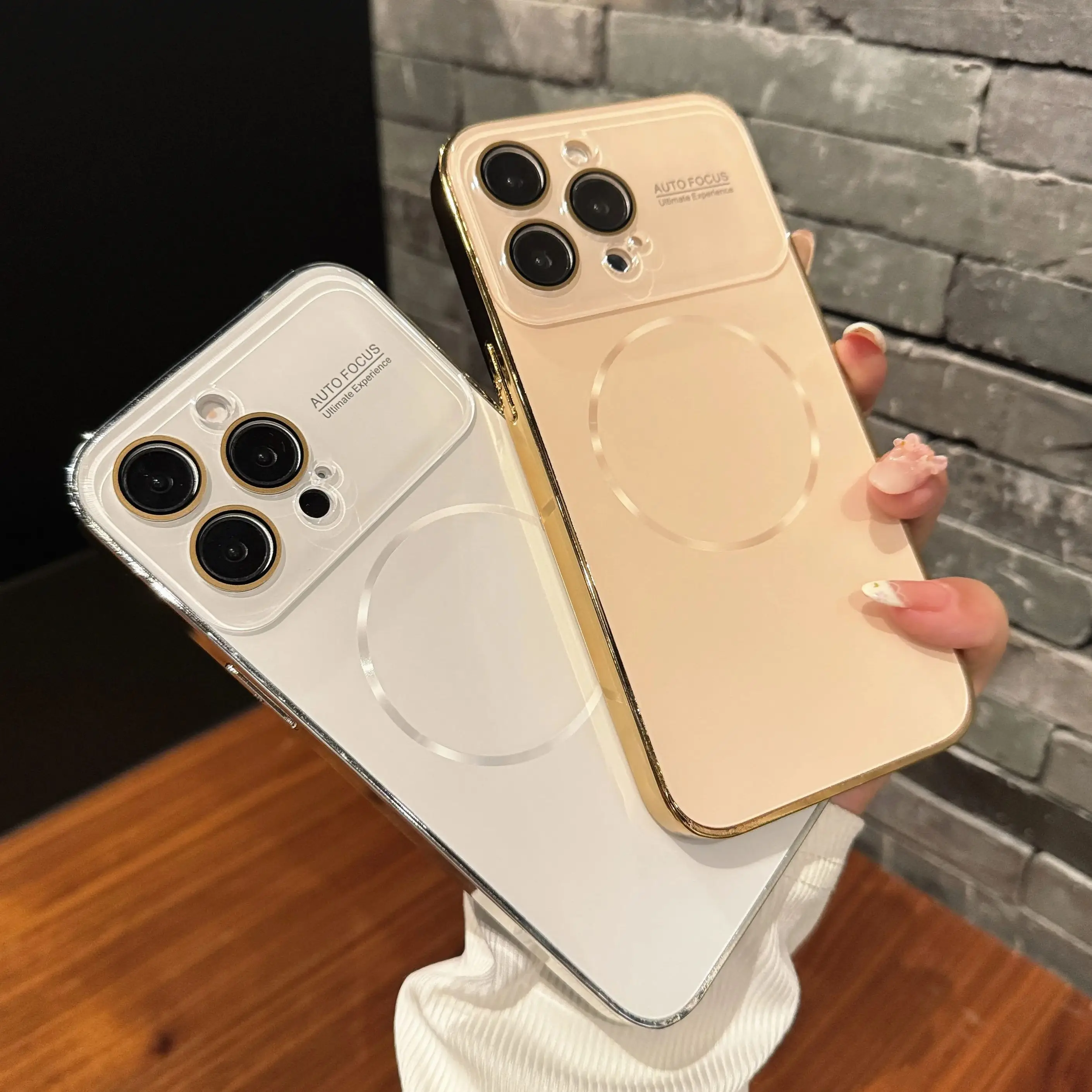 Luxus Großes Fenster Für Magsafe Fall Für iPhone 17 16 15 14 Pro Max Überzug Magnetische Drahtlose Lade Glas Objektiv schützen Abdeckung