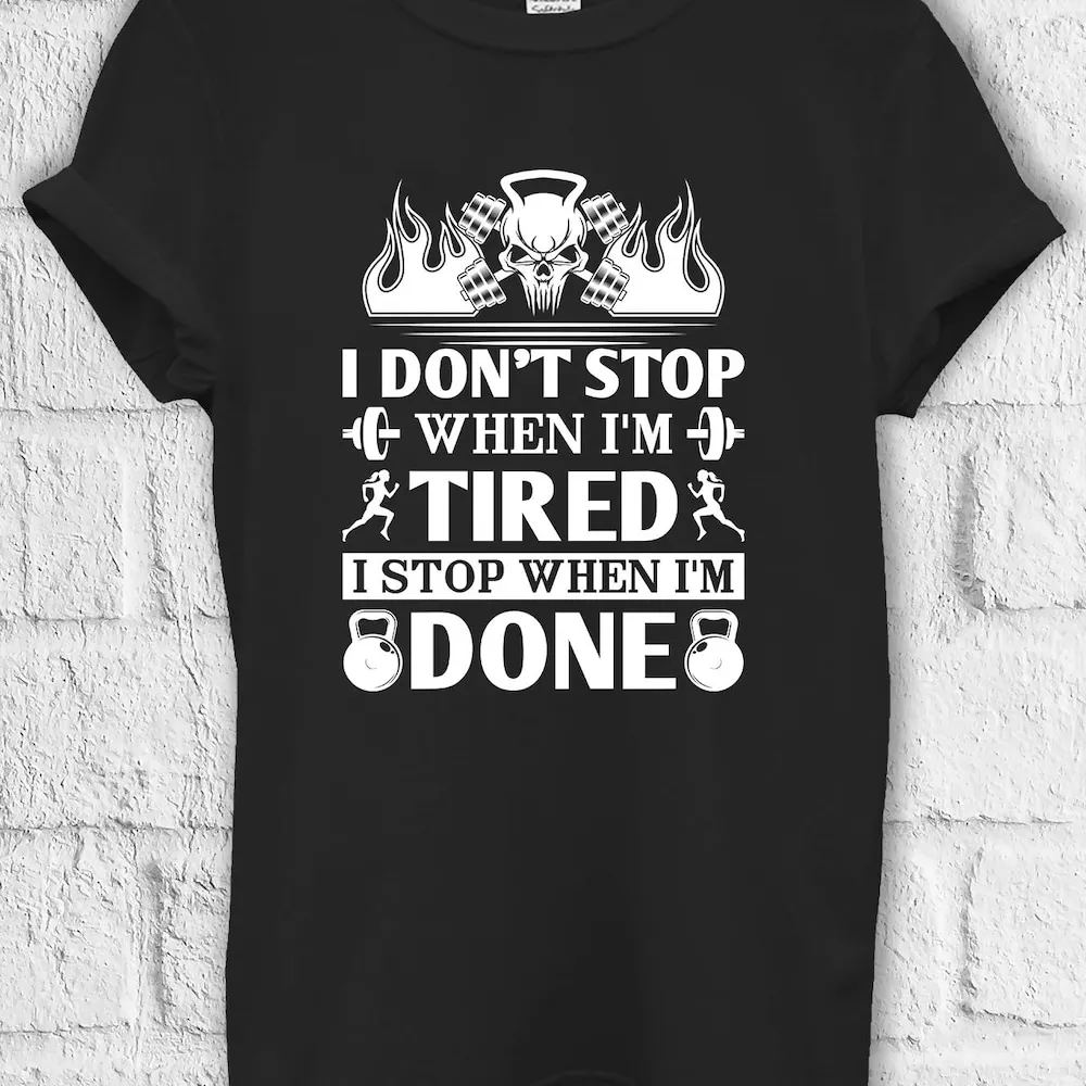 I Don'T Stop When I'M Tired T Shirt Sweat Jute Bag Kids Baseball Pullover Baggy Boyfriend 3555