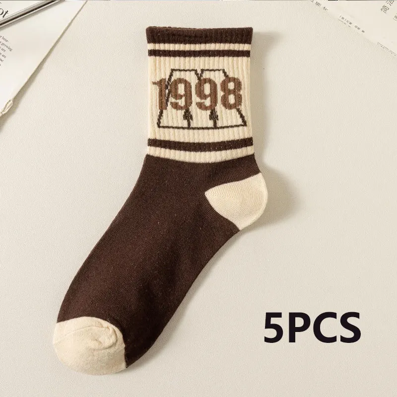 CHRLEISURE 5PCS Socks Men\'s Mid-tube Stockings With Four Seasons Style Personality Trend Stockings