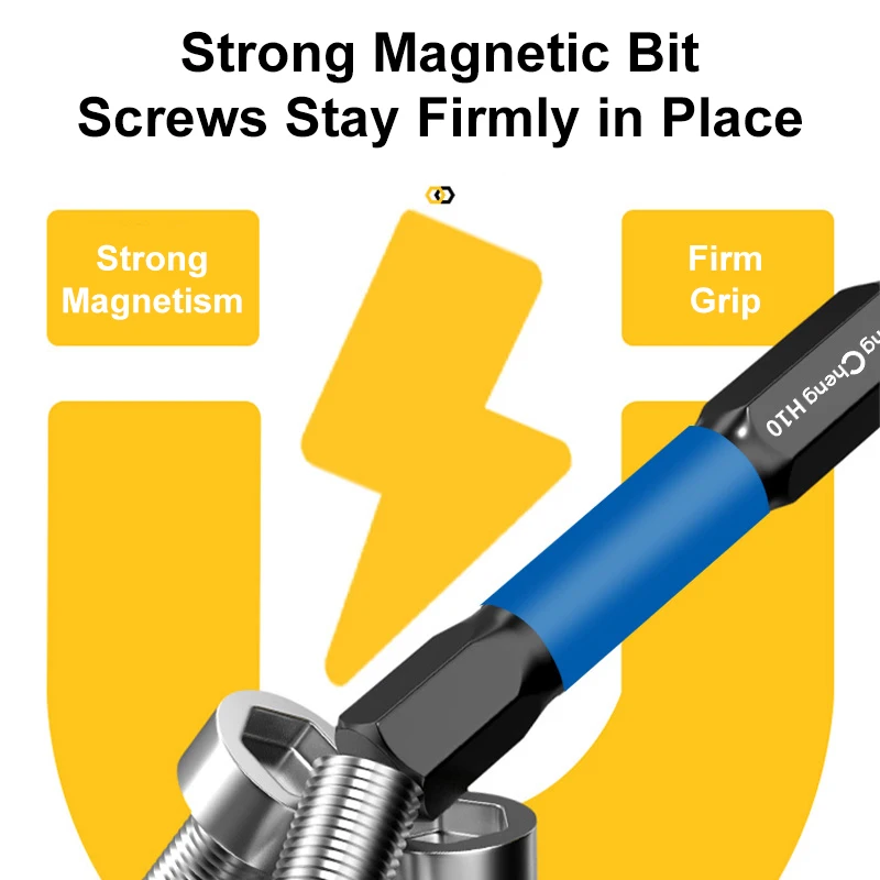 Magnetic S2 Steel Single-End Reduced Shank Hex Allen Screwdriver Bits H1.5-H10 50/100mm for Electronics Deep Hole Repair Work