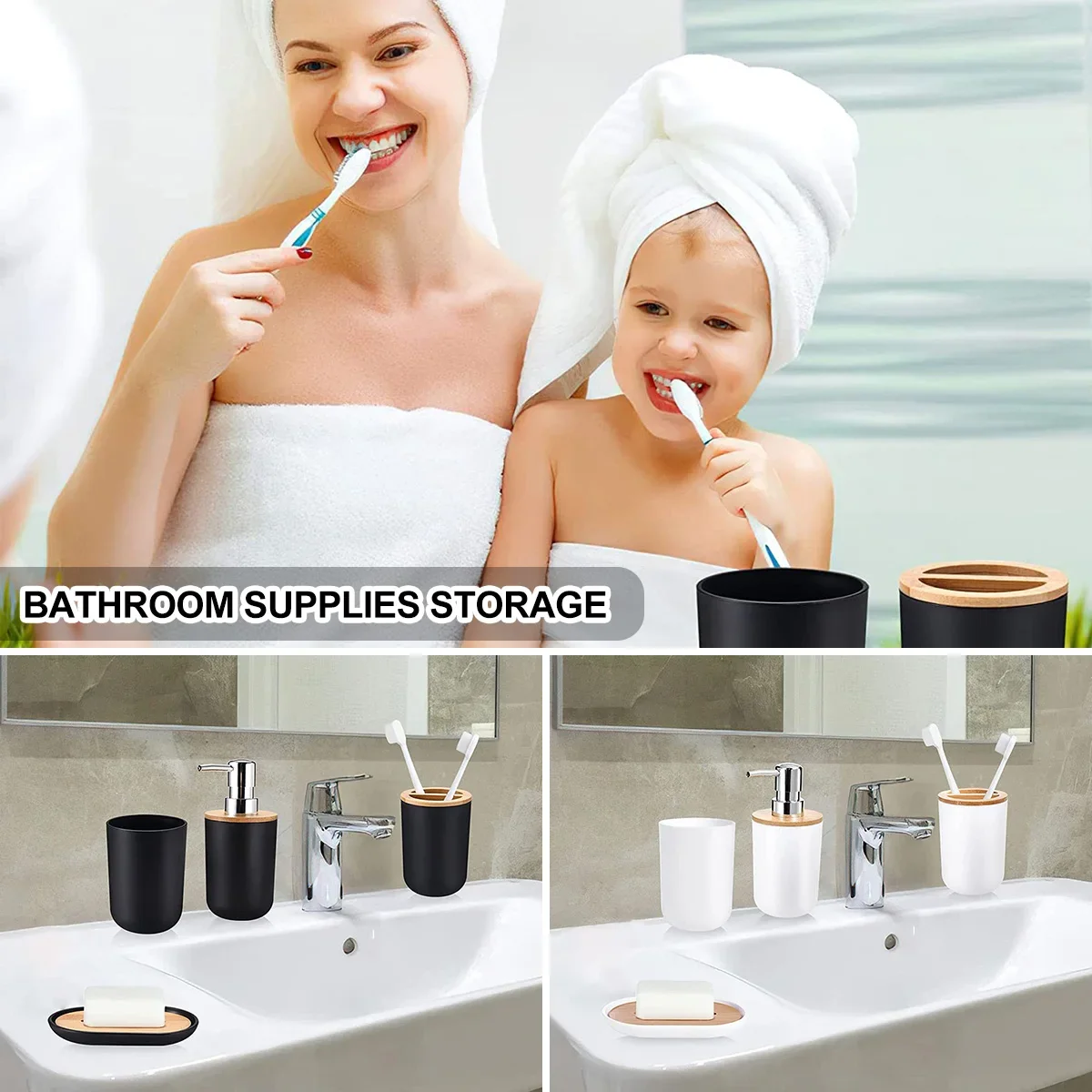 4 Pcs/Set Bathroom Accessory Set with Mouthwash Cup Toothbrush Cup Hand Sanitizer Bottle Soap Dish for Home