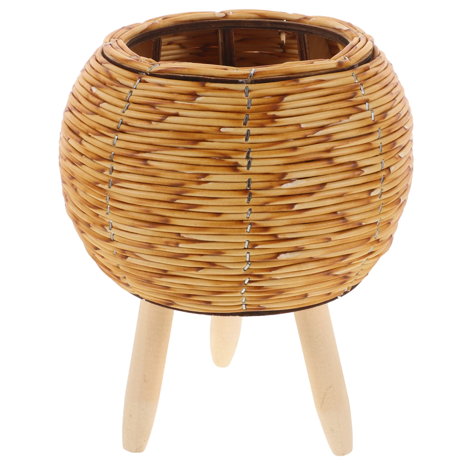 

Woven Flower Basket with Stand Rattan Plant Stands Pots Household Decorative Weaving