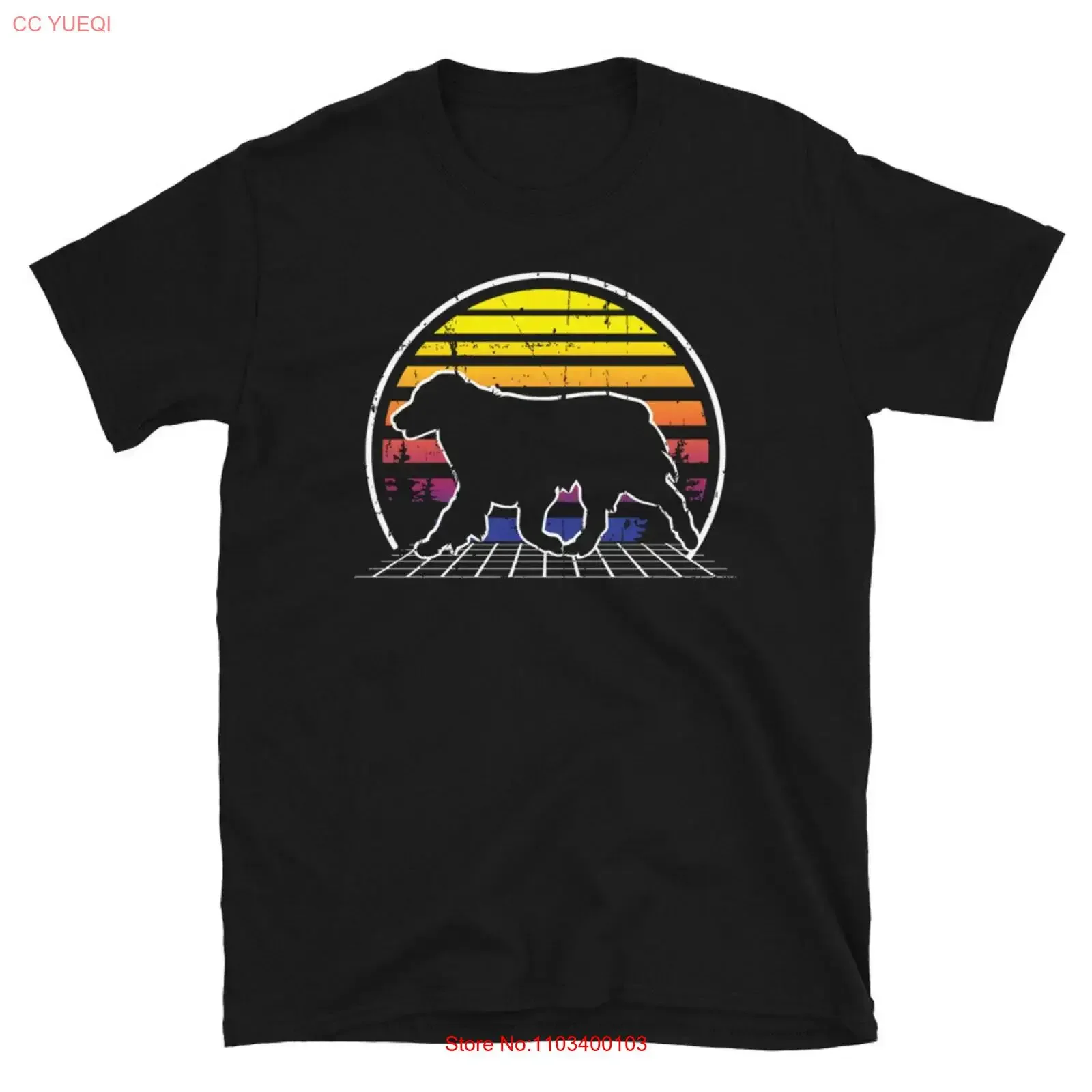 T-shirt Rétro Vaporwave Style Vintage pour Éleveur de Chiens Australian Shepherd, Lavé et Confortable