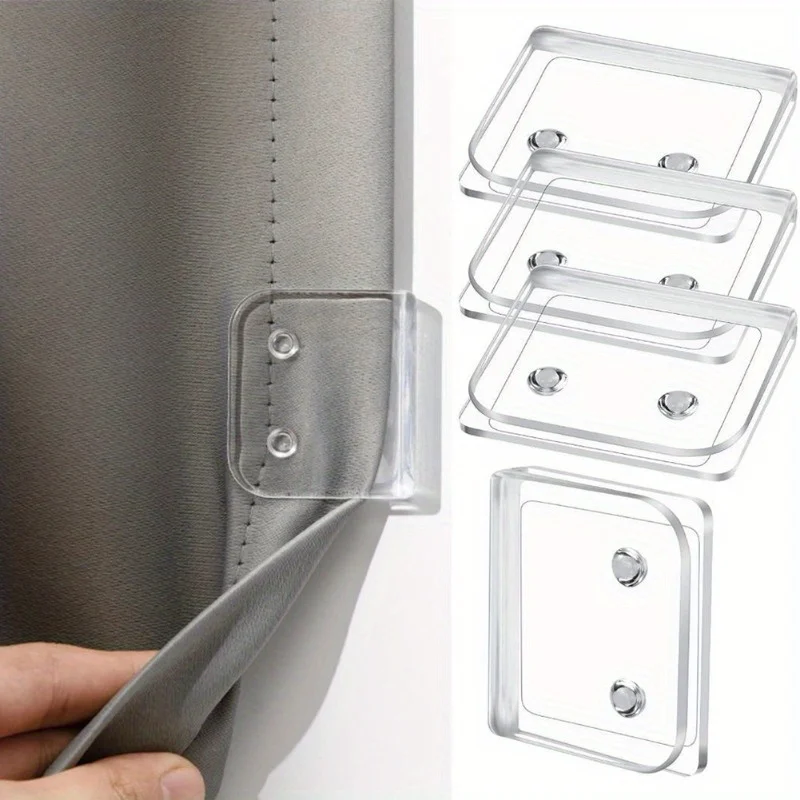 2pcs No Drill Bathroom Shower Curtain Clips, Windproof Anti Splash Shower Curtain Holder, Bath Fixer Clamps