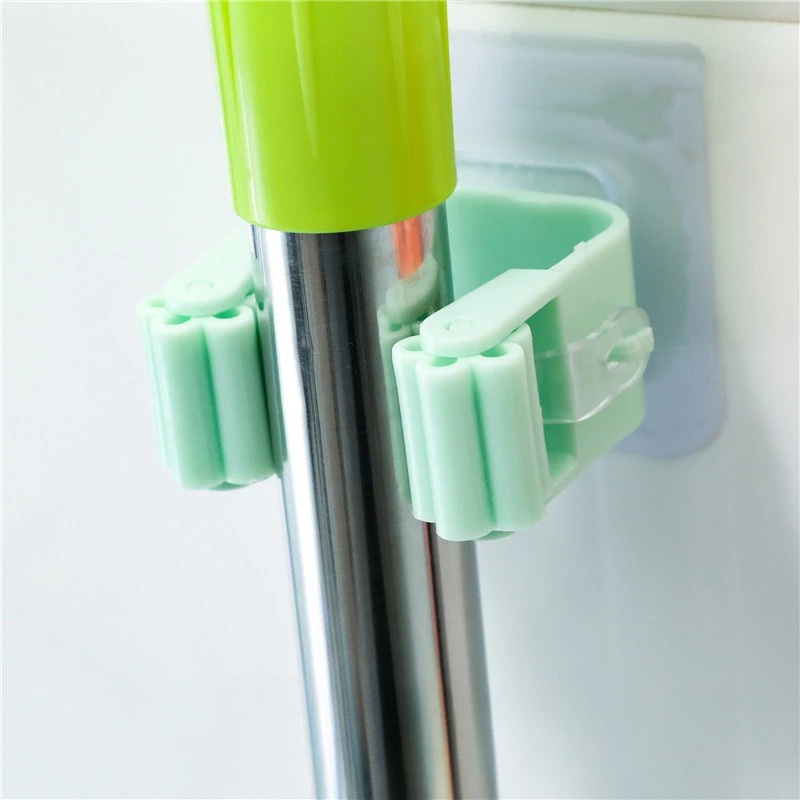 Mop clip no punch hanging broom clip wall mounted card holder non-marking put bathroom wall mounted shelves