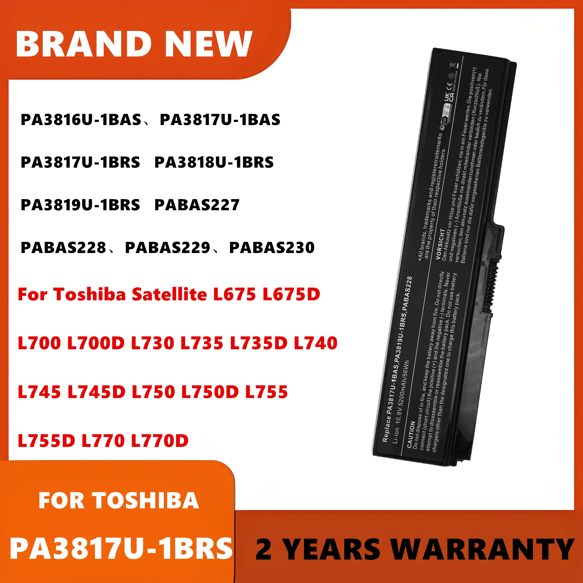 Laptop Battery For Toshiba Satellite L675 L675D L700 L700D L730 L735 L735D L740 L745 L745D L750 L750D L755 L755D L770 L770D