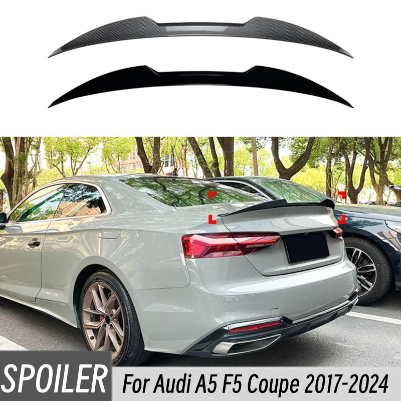 

Для Audi A5 F5 Coupe 2017-2024 АБС-пластик, карбоновый глянцевый черный автомобильный спойлер на заднюю крышку багажника, крылья, аксессуары для тюнинга, часть