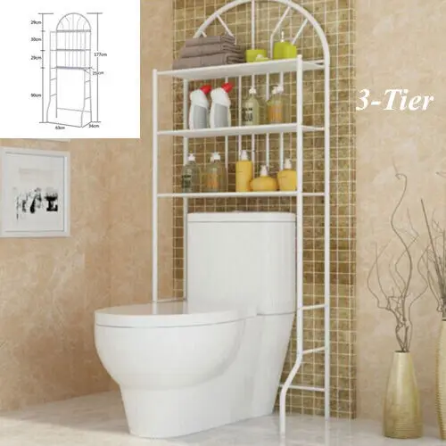 Over The Toilet Storage Rack Cabinet Organizer Shelf Bathroom Space Saver 3 Tier