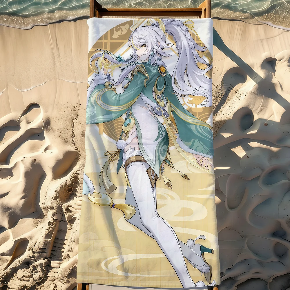 Game Genshin Impact Zibai Towel Sports Quick Dry Travel Camping Gear Sandproof Soft Light Large Beach Towel