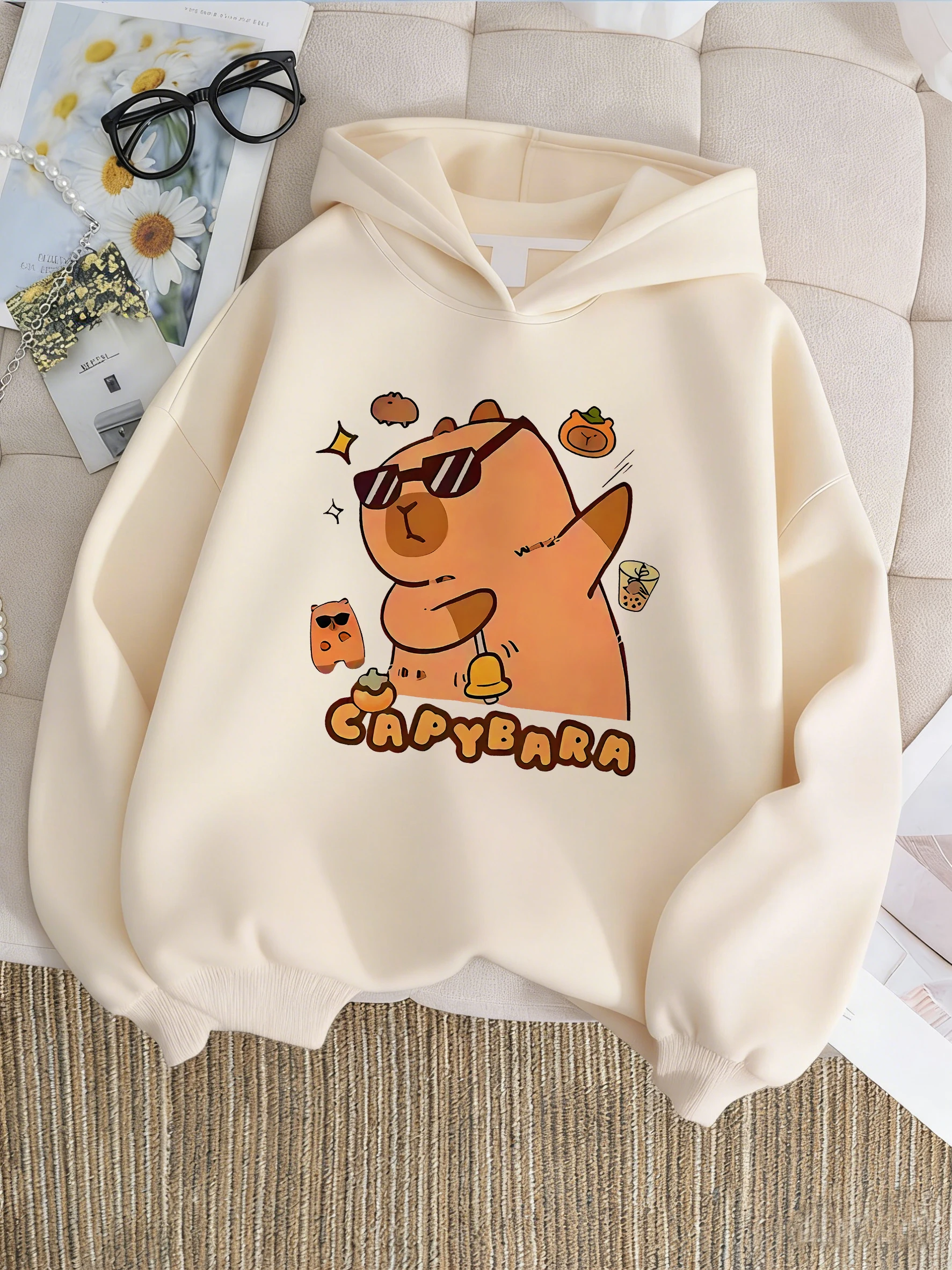 Niedlicher Capybara Hoodie Kinder Capibara Sweatshirt mit Kapuze für Jungen Mädchen Lässige Kapuzenpullover Hip-Hop-Kleidung