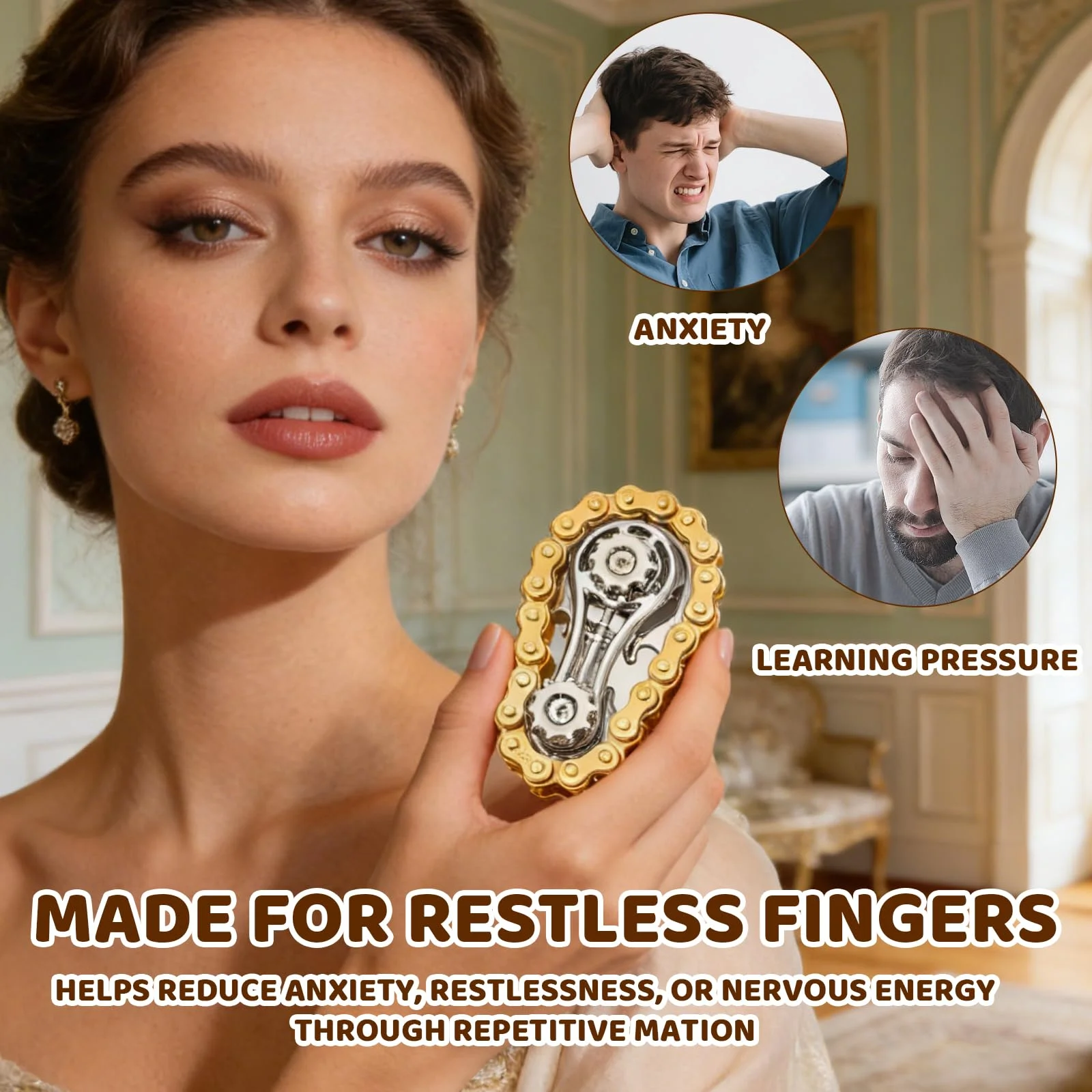 

Металлический спиннер-гироскоп Sprockets Flywheel: антистресс, снятие тревоги, цепи для велосипедов, EDC-игрушка для взрослых и детей