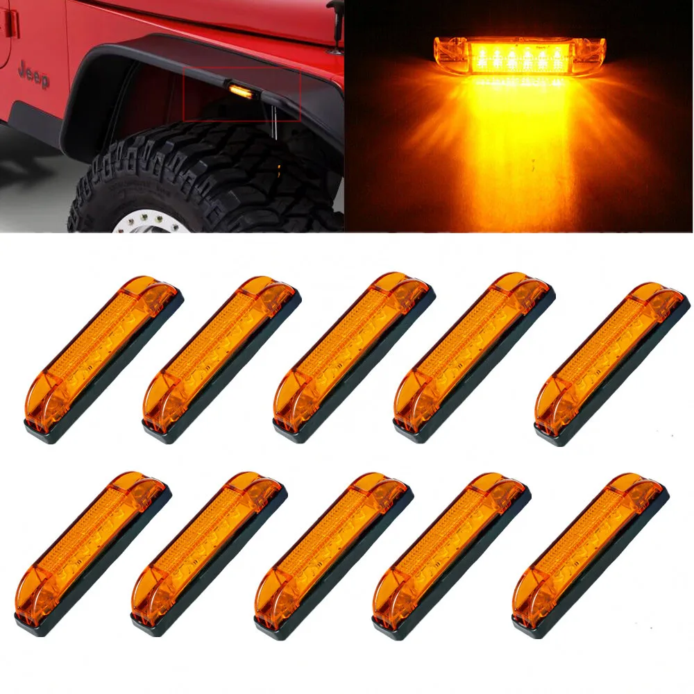 10PCS Marker 6LED Side Light for Car Truck RV Van Boat Clearance Lamp Marker Light Bar Indicator Light Trailer lighting LED Lamp