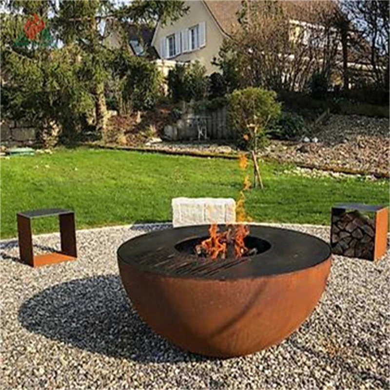 Outdoor Corten Steel Rust Corten Steel Grill Brasero Barbecue Pit for Cooking