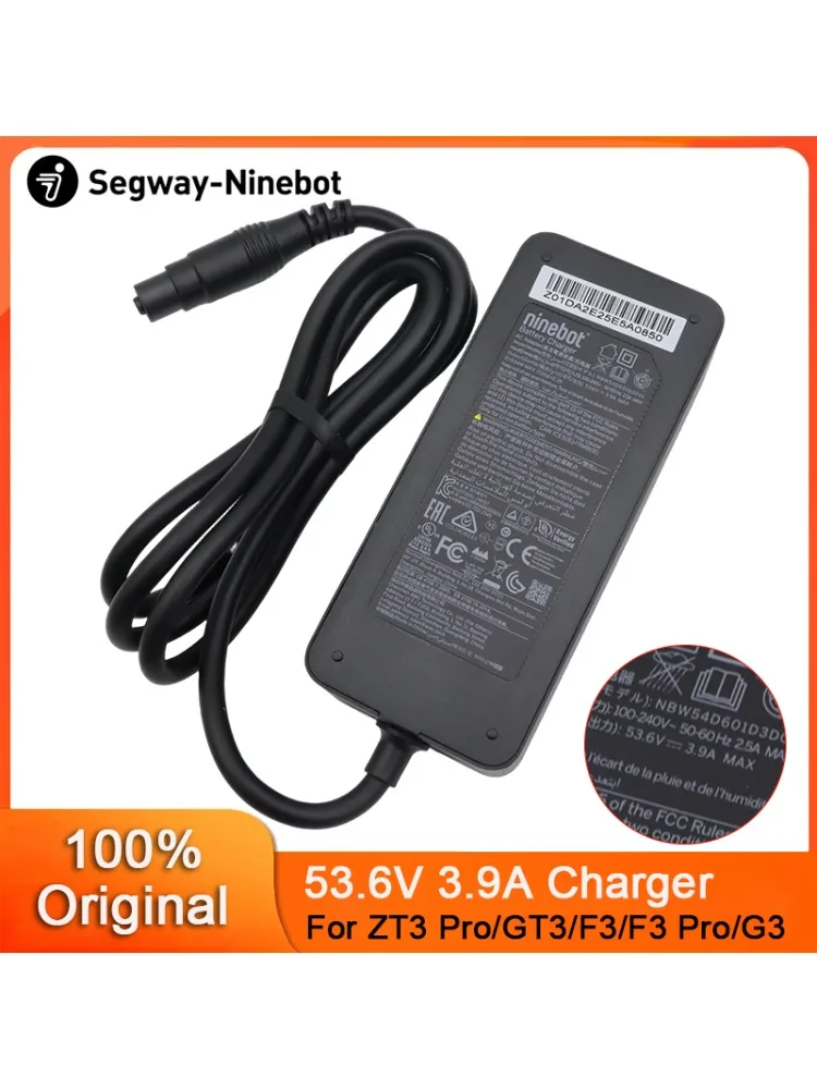 Originales 53,6-V-3,9-A-Schnellladegerät, kompatibel mit Segway Ninebot MAX G3, F3, F3 Pro, GT3, ZT3 Pro, Stromadapter für 48-V-Lithiumbatterien.
