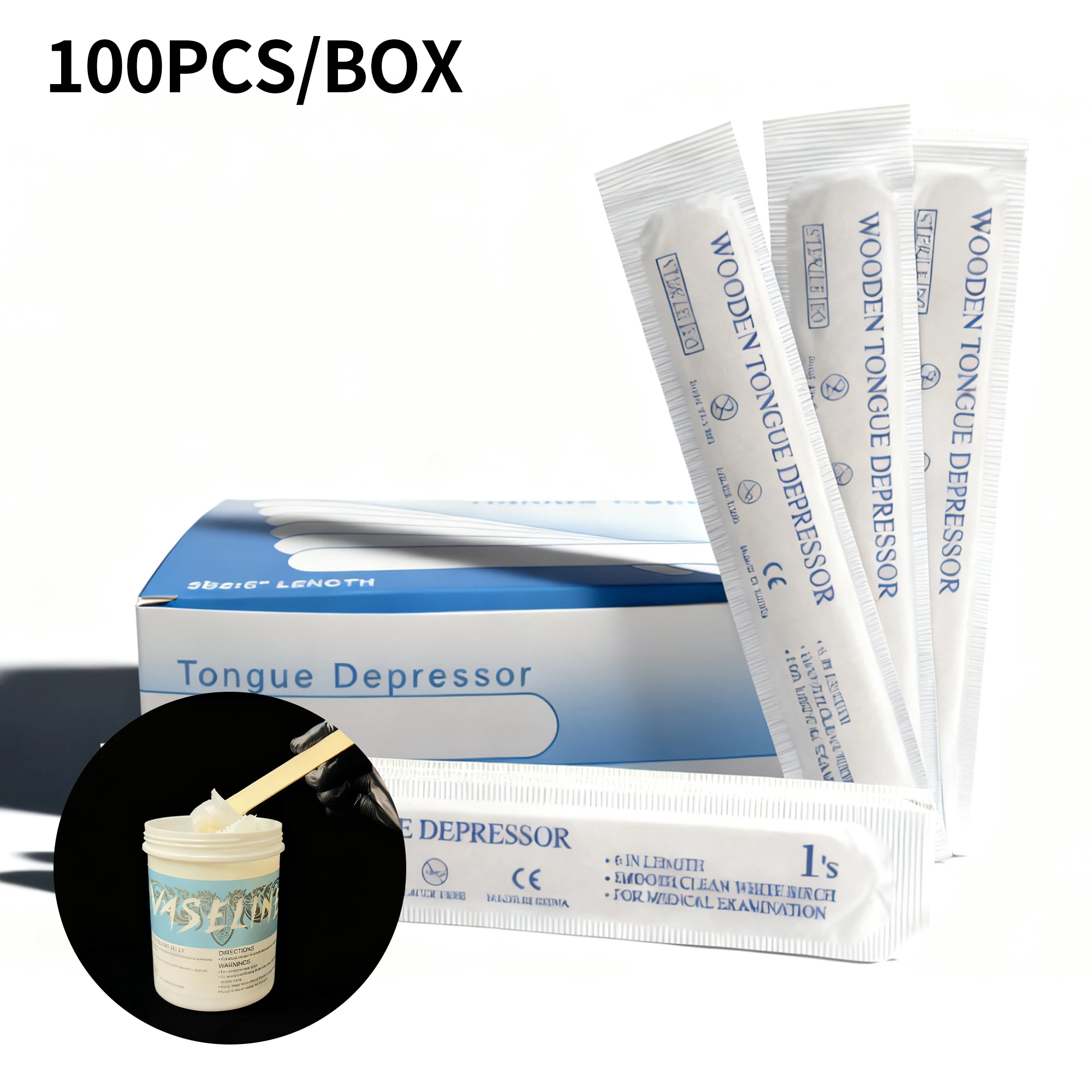

POSEIDON 100 шт./кор. деревянная палочка для татуировки, одноразовый депрессор языка, стерилизация, индивидуальная упаковка, аксессуары для татуировок