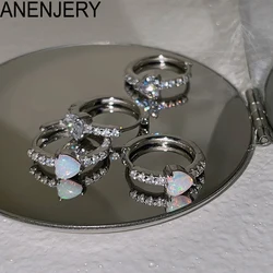 ANENJERY Heart-shaped Hoop Earrings for Women Unique Design Exquisite Huggies Jewelry pulseras mujer Wholesale