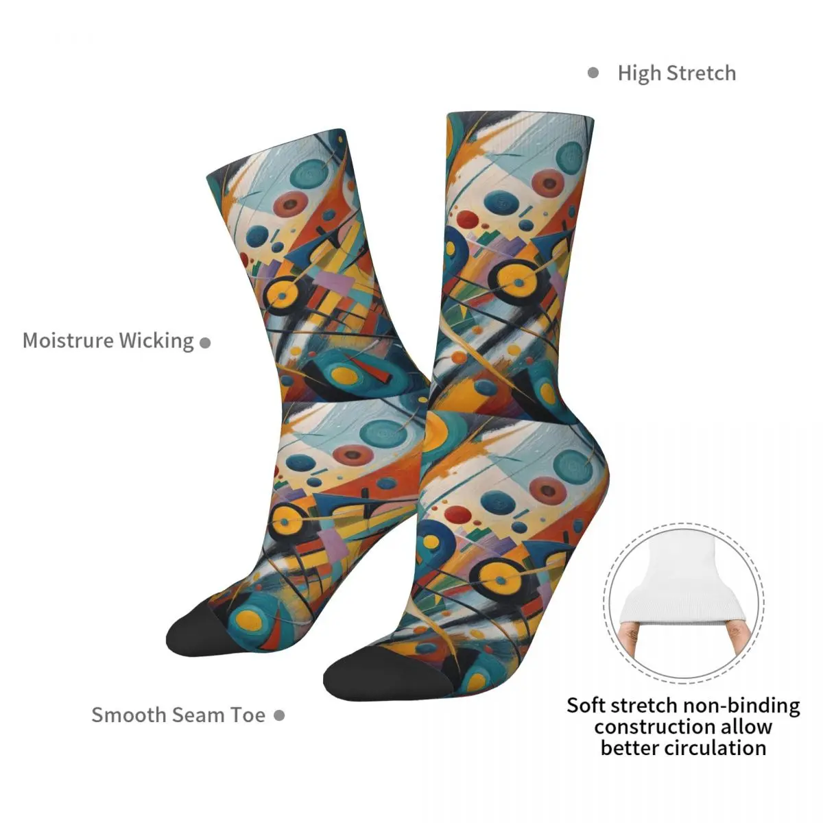 Modern Art In Oil Colors Socks Harajuku Sweat Absorbing Stockings All Season Long Socks Accessories for Unisex Christmas Gifts