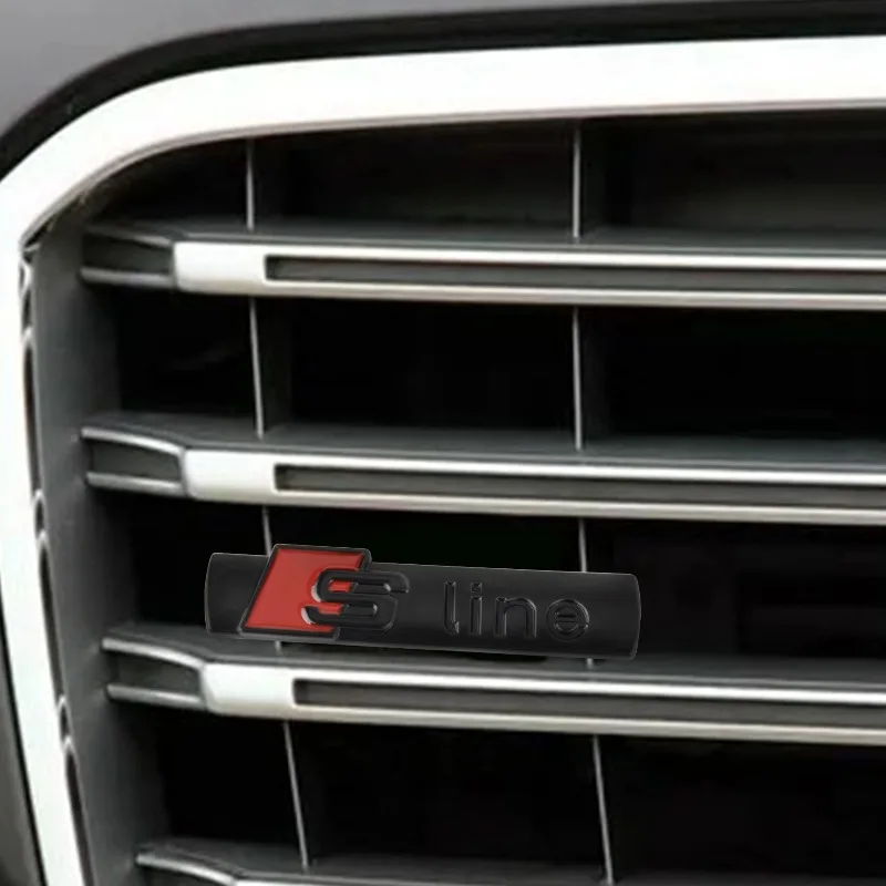 3D Metal SLINE Logo Emblem Car Front Grille Badge For Audi A4 B8 A3 8P A6 C7 8V B9 B7 B6 C6 A5 Q5 C5 A1 Q3 C8 8L Q7 TT S3 S4 S5 - view 6
