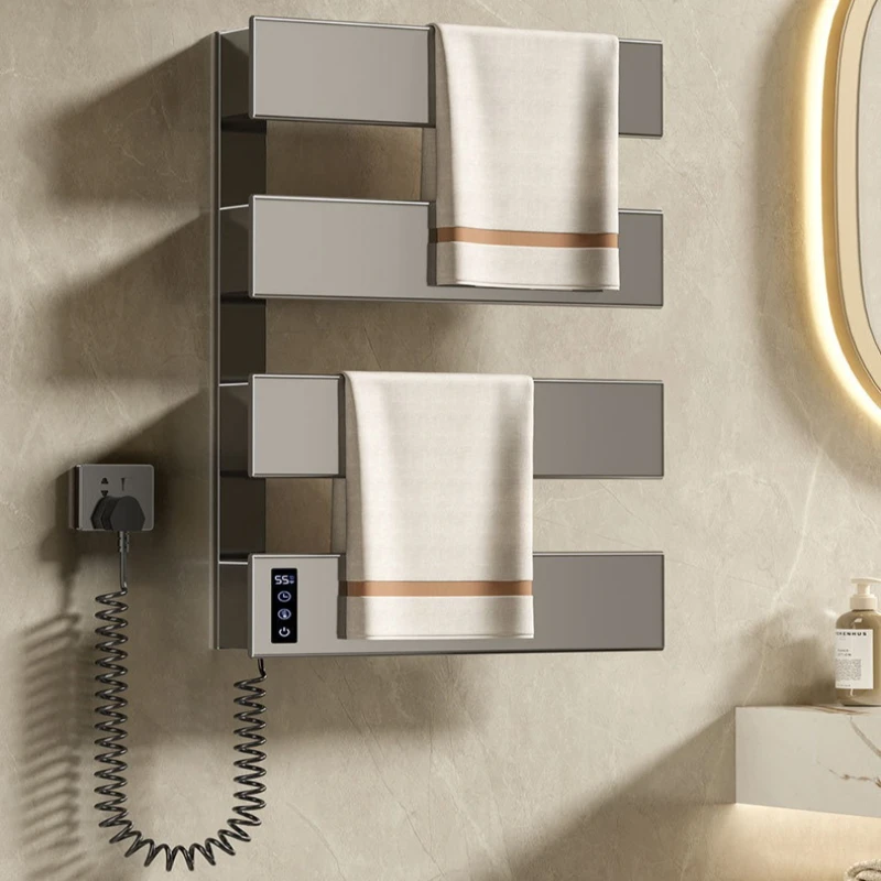 Home Intelligent Heating Electric Towel Rack Waterproof Touch Control Rust Resistant Towel Warmer Durable Bathroom Fixture