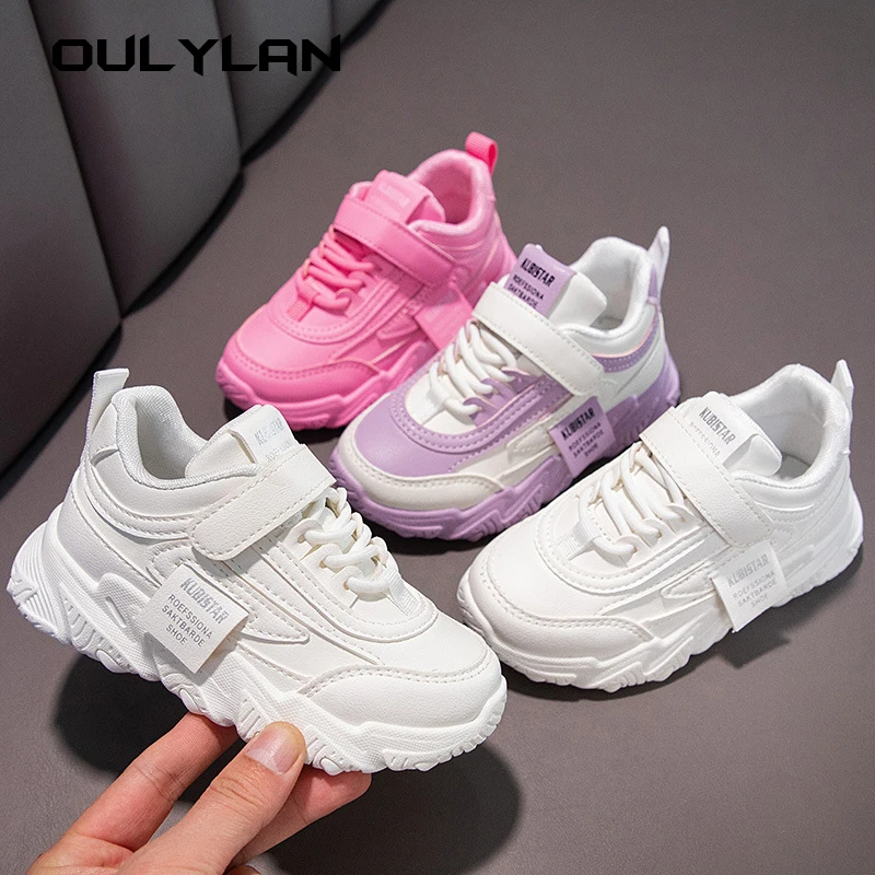 

Kids Spring Sneakers Girls School Casual Shoes Outwear Breathable Running Shoes Children Soft Tenis Purple Pink Non-slip Shoes