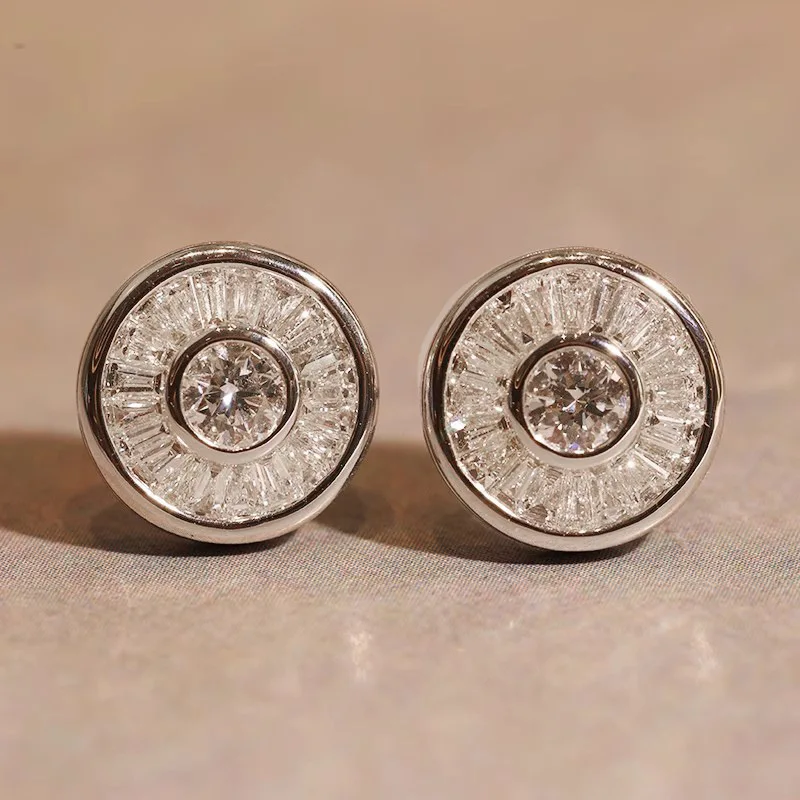 Classic European and American Zircon Earrings with Stylish Ladder Square Inlay, Light Luxury and Versatile Commuting Accessories