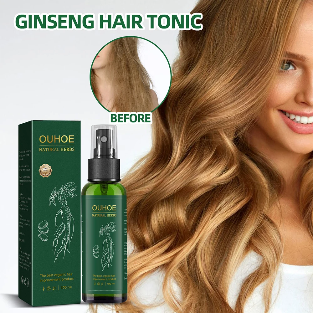 

100ml Ginseng Hair Growth Serum For Men Women Nourishes Scalp Strengthen Root Repair Damaged Hair Herbal Hair Regrowth Spray