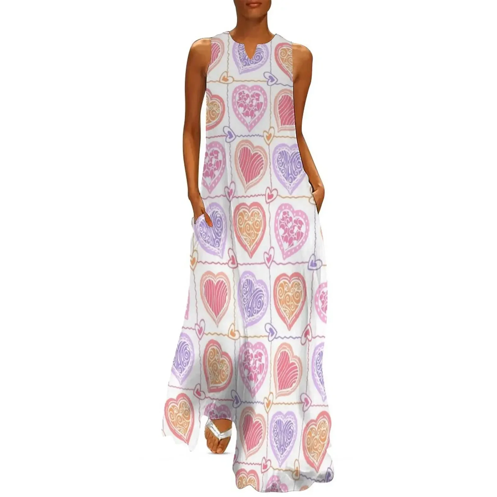 

Doodle Heart Long Dress elegant women's dresses for wedding Dress women Women dresses summer women dress