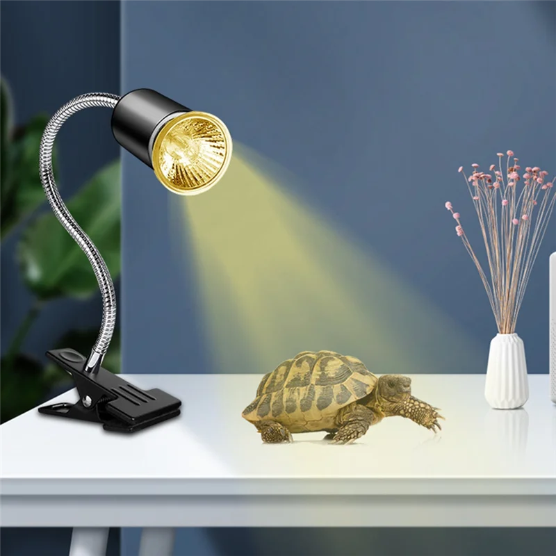 CYCLI-EU PLUG,50W Halogen Bulb Included Reptile Heat Lamp Aquarium Tank Heating Lamps For Tortoise Lizard Snake Terrarium