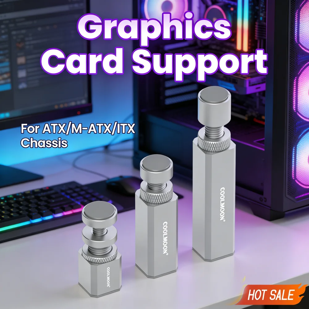 

COOLMOON Graphics Card Support Bracket Telescopic Spiral Graphics Card Bracket Non-slip Aluminum Alloy for ATX/M-ATX/ITX Chassis